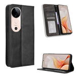 Custodia per telefono in pelle con trama retrò con fibbia magnetica, For vivo S19 5G, For vivo Y28 4G, For vivo X100 Ultra 5G, For vivo Y38 5G / Y200i 5G, For vivo Y03 4G, For vivo Y200e 5G / Y100 5G IND