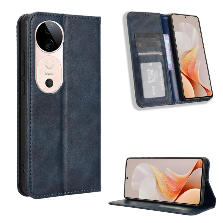 Custodia per telefono in pelle con trama retrò con fibbia magnetica, For vivo S19 5G, For vivo Y28 4G, For vivo X100 Ultra 5G, For vivo Y38 5G / Y200i 5G, For vivo Y03 4G, For vivo Y200e 5G / Y100 5G IND