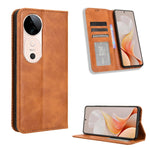 Custodia per telefono in pelle con trama retrò con fibbia magnetica, For vivo S19 5G, For vivo Y28 4G, For vivo X100 Ultra 5G, For vivo Y38 5G / Y200i 5G, For vivo Y03 4G, For vivo Y200e 5G / Y100 5G IND