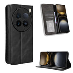 Custodia per telefono in pelle con trama retrò con fibbia magnetica, For vivo S19 5G, For vivo Y28 4G, For vivo X100 Ultra 5G, For vivo Y38 5G / Y200i 5G, For vivo Y03 4G, For vivo Y200e 5G / Y100 5G IND