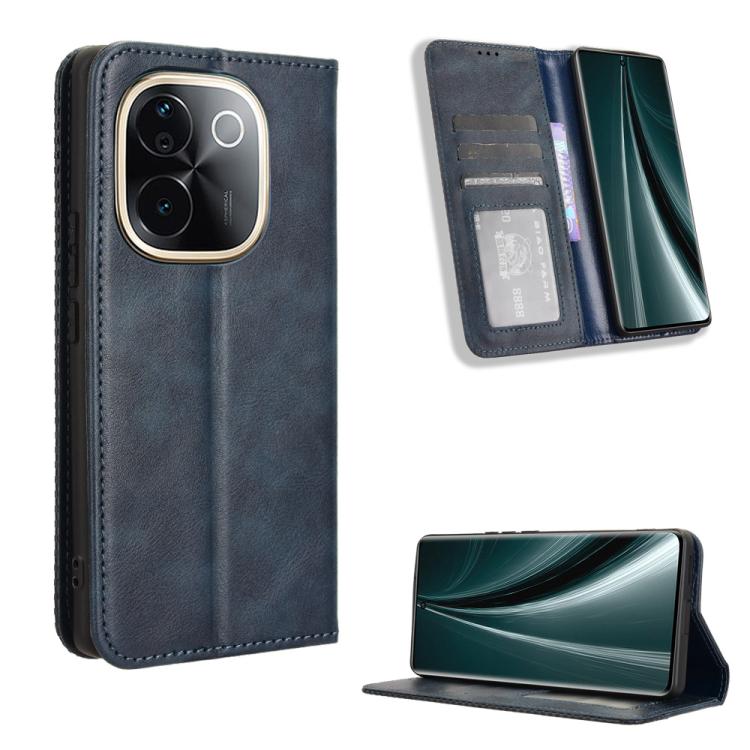 Custodia per telefono in pelle con trama retrò con fibbia magnetica, For vivo V40 Lite 4G / 5G IDN, For vivo V40e 5G / iQOO Z9S 5G, For vivo T3 Pro 5G / iQOO Z9S Pro 5G, For vivo V30e 5G / V40 Lite 5G, For vivo Y58 5G, For vivo S19 Pro 5G / V40 5G