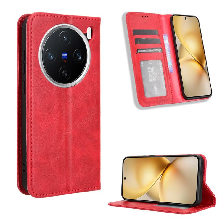 Custodia per telefono in pelle con trama retrò con fibbia magnetica, For vivo Y04 4G / Y29s 5G, For vivo V50 5G, For vivo Y19s 4G, For vivo X200 5G, For vivo X200 Pro mini 5G, For vivo X200 Pro 5G