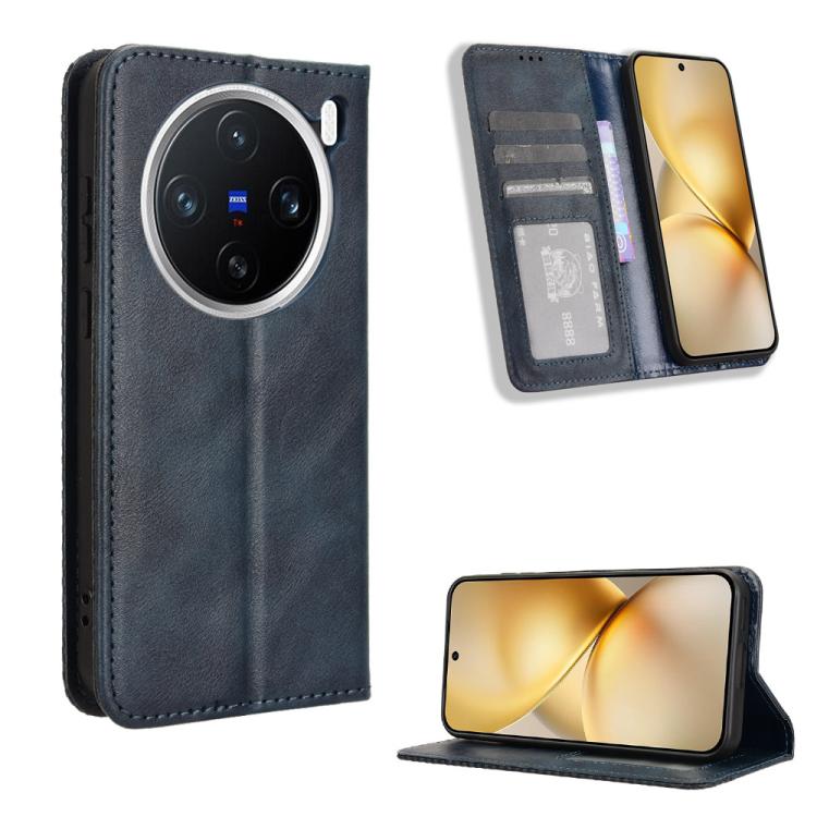 Custodia per telefono in pelle con trama retrò con fibbia magnetica, For vivo Y04 4G / Y29s 5G, For vivo V50 5G, For vivo Y19s 4G, For vivo X200 5G, For vivo X200 Pro mini 5G, For vivo X200 Pro 5G