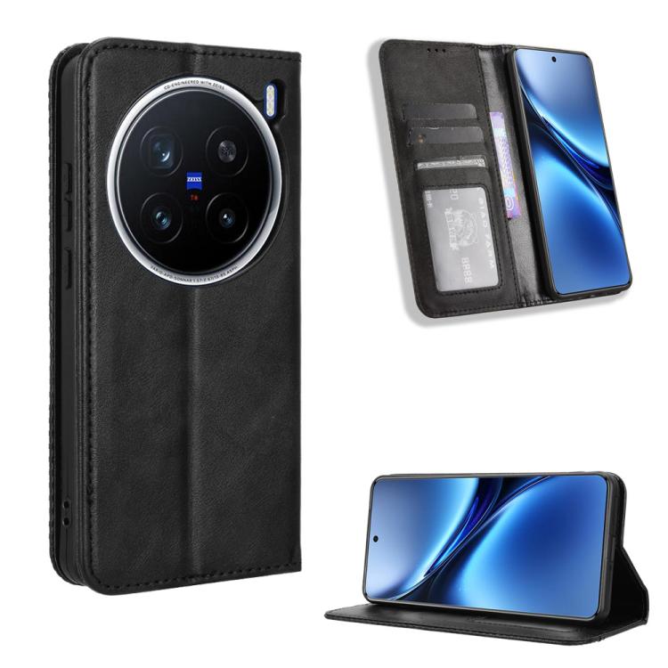 Custodia per telefono in pelle con trama retrò con fibbia magnetica, For vivo Y04 4G / Y29s 5G, For vivo V50 5G, For vivo Y19s 4G, For vivo X200 5G, For vivo X200 Pro mini 5G, For vivo X200 Pro 5G