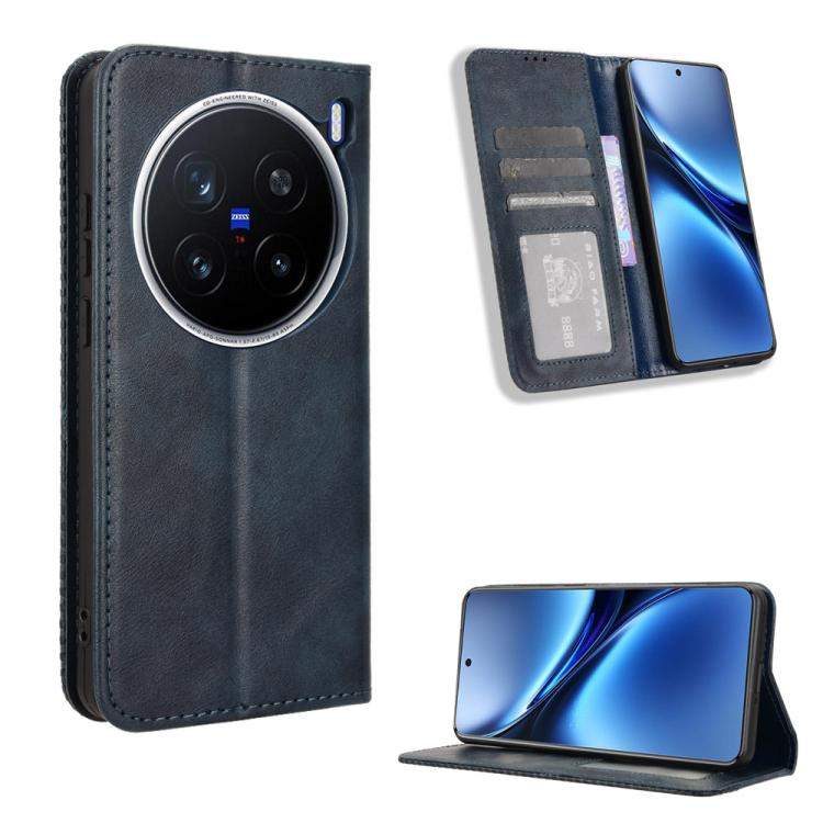 Custodia per telefono in pelle con trama retrò con fibbia magnetica, For vivo Y04 4G / Y29s 5G, For vivo V50 5G, For vivo Y19s 4G, For vivo X200 5G, For vivo X200 Pro mini 5G, For vivo X200 Pro 5G