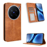 Custodia per telefono in pelle con trama retrò con fibbia magnetica, For vivo Y04 4G / Y29s 5G, For vivo V50 5G, For vivo Y19s 4G, For vivo X200 5G, For vivo X200 Pro mini 5G, For vivo X200 Pro 5G