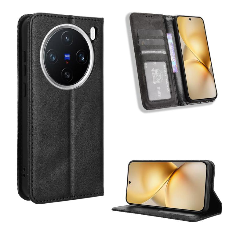 Custodia per telefono in pelle con trama retrò con fibbia magnetica, For vivo Y04 4G / Y29s 5G, For vivo V50 5G, For vivo Y19s 4G, For vivo X200 5G, For vivo X200 Pro mini 5G, For vivo X200 Pro 5G