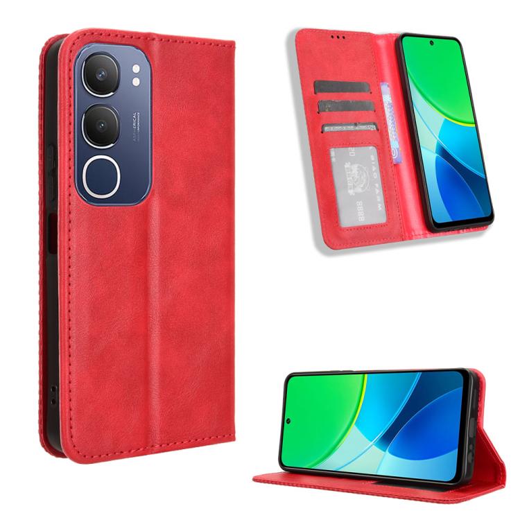 Custodia per telefono in pelle con trama retrò con fibbia magnetica, For vivo Y04 4G / Y29s 5G, For vivo V50 5G, For vivo Y19s 4G, For vivo X200 5G, For vivo X200 Pro mini 5G, For vivo X200 Pro 5G