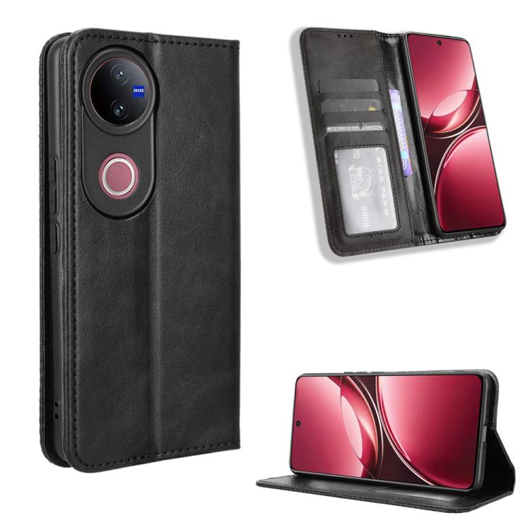 Custodia per telefono in pelle con trama retrò con fibbia magnetica, For vivo Y04 4G / Y29s 5G, For vivo V50 5G, For vivo Y19s 4G, For vivo X200 5G, For vivo X200 Pro mini 5G, For vivo X200 Pro 5G