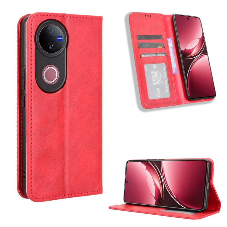 Custodia per telefono in pelle con trama retrò con fibbia magnetica, For vivo Y04 4G / Y29s 5G, For vivo V50 5G, For vivo Y19s 4G, For vivo X200 5G, For vivo X200 Pro mini 5G, For vivo X200 Pro 5G