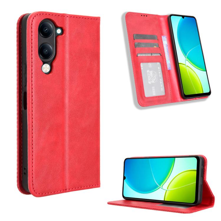 Custodia per telefono in pelle con trama retrò con fibbia magnetica, For vivo Y04 4G / Y29s 5G, For vivo V50 5G, For vivo Y19s 4G, For vivo X200 5G, For vivo X200 Pro mini 5G, For vivo X200 Pro 5G