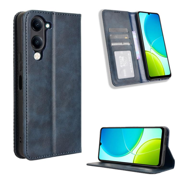 Custodia per telefono in pelle con trama retrò con fibbia magnetica, For vivo Y04 4G / Y29s 5G, For vivo V50 5G, For vivo Y19s 4G, For vivo X200 5G, For vivo X200 Pro mini 5G, For vivo X200 Pro 5G