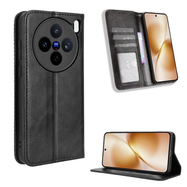 Custodia per telefono in pelle con trama retrò con fibbia magnetica, For vivo X200s 5G, For vivo T4 5G / iQOO Z10 5G Global, For vivo X200 Ultra 5G, For vivo V50 Lite 5G / 4G, For vivo Y39 5G / Y300i, For vivo Y29 4G / T4x 5G