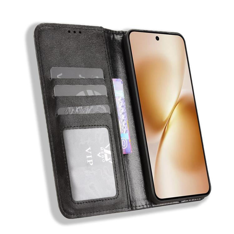 Custodia per telefono in pelle con trama retrò con fibbia magnetica, For vivo X200s 5G, For vivo T4 5G / iQOO Z10 5G Global, For vivo X200 Ultra 5G, For vivo V50 Lite 5G / 4G, For vivo Y39 5G / Y300i, For vivo Y29 4G / T4x 5G