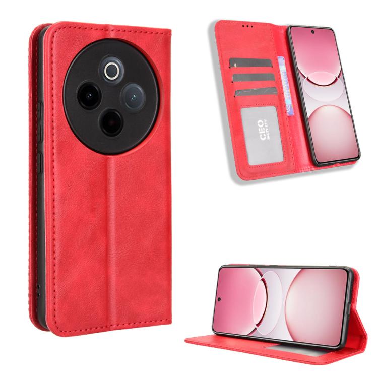 Custodia per telefono in pelle con trama retrò con fibbia magnetica, For vivo X200s 5G, For vivo T4 5G / iQOO Z10 5G Global, For vivo X200 Ultra 5G, For vivo V50 Lite 5G / 4G, For vivo Y39 5G / Y300i, For vivo Y29 4G / T4x 5G