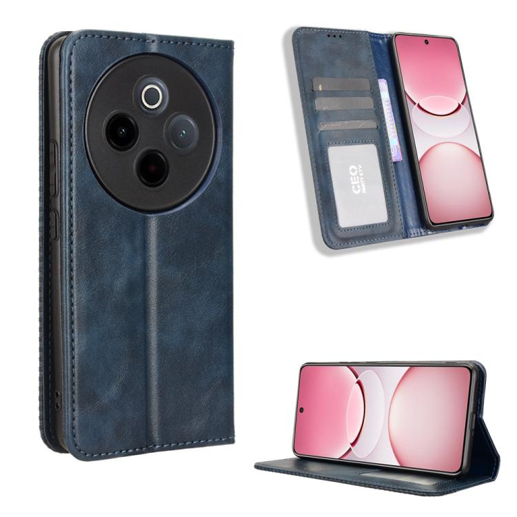 Custodia per telefono in pelle con trama retrò con fibbia magnetica, For vivo X200s 5G, For vivo T4 5G / iQOO Z10 5G Global, For vivo X200 Ultra 5G, For vivo V50 Lite 5G / 4G, For vivo Y39 5G / Y300i, For vivo Y29 4G / T4x 5G