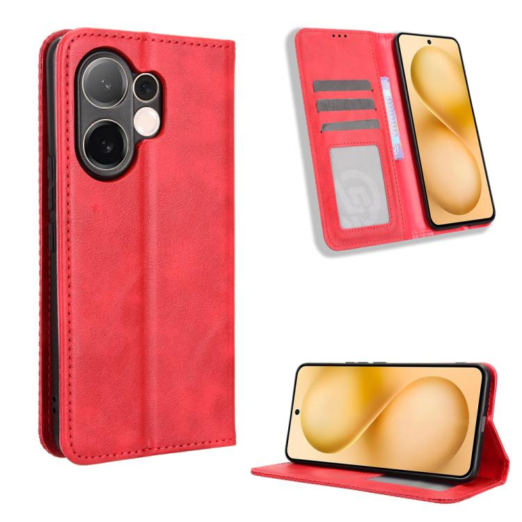 Custodia per telefono in pelle con trama retrò con fibbia magnetica, For vivo X300, For vivo V60 Lite 4G / 5G, For vivo Y31 5G 2025, For vivo Y400 4G / 5G / iQOO Z10 Lite 4G, For vivo V60 5G, For vivo X200 FE / S30 Pro mini