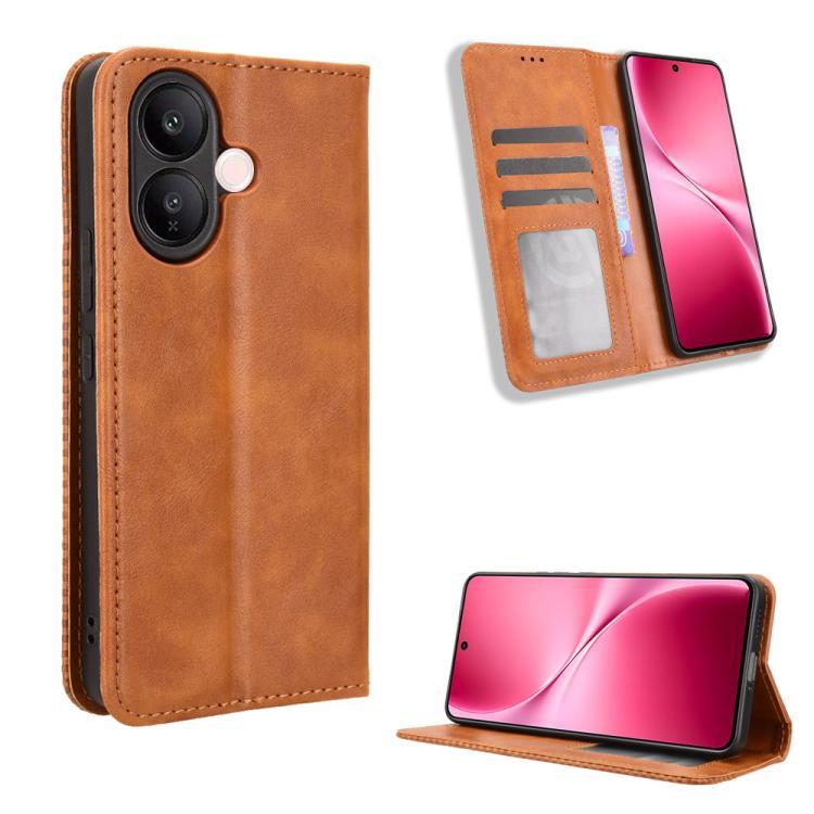 Custodia per telefono in pelle con trama retrò con fibbia magnetica, For vivo X300, For vivo V60 Lite 4G / 5G, For vivo Y31 5G 2025, For vivo Y400 4G / 5G / iQOO Z10 Lite 4G, For vivo V60 5G, For vivo X200 FE / S30 Pro mini