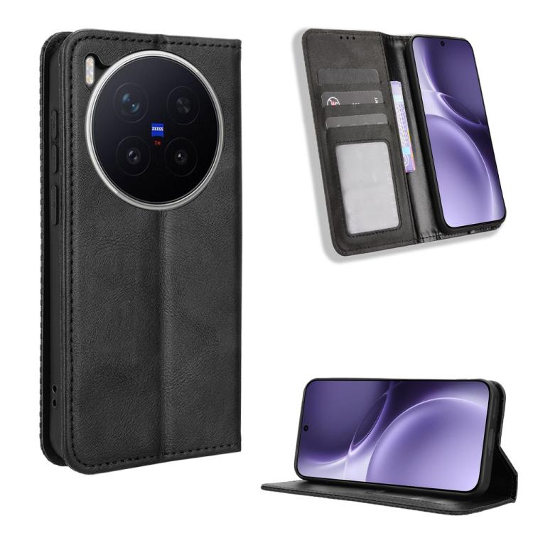 Custodia per telefono in pelle con trama retrò con fibbia magnetica, For vivo iQOO Z11 Turbo 5G / 15R 5G, For vivo Y31d 4G / Y500i 5G, For vivo X300 Ultra, For vivo Y500 Pro 5G, For vivo iQOO 15 5G, For vivo X300 Pro