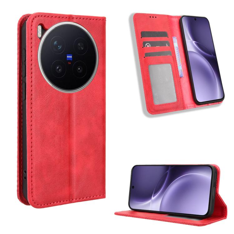 Custodia per telefono in pelle con trama retrò con fibbia magnetica, For vivo iQOO Z11 Turbo 5G / 15R 5G, For vivo Y31d 4G / Y500i 5G, For vivo X300 Ultra, For vivo Y500 Pro 5G, For vivo iQOO 15 5G, For vivo X300 Pro