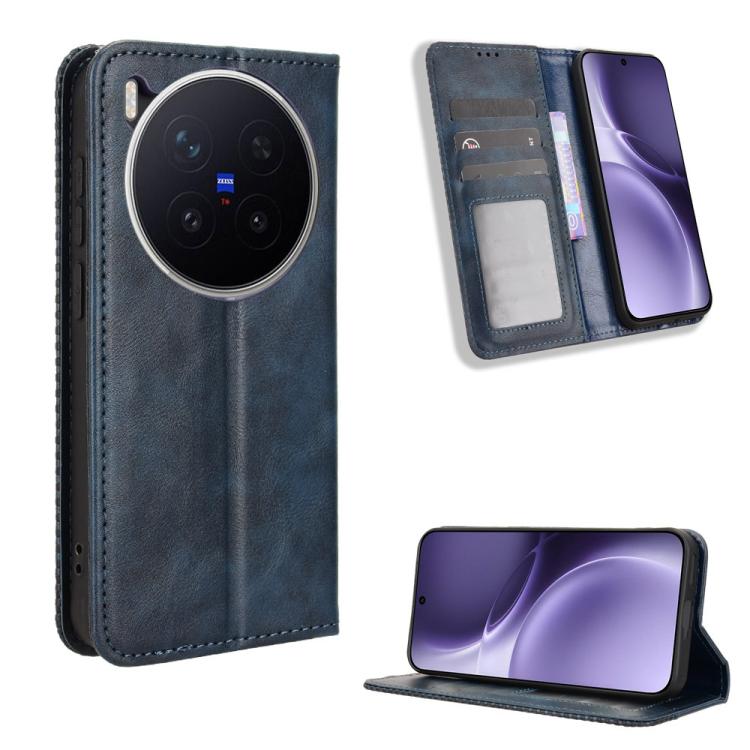Custodia per telefono in pelle con trama retrò con fibbia magnetica, For vivo iQOO Z11 Turbo 5G / 15R 5G, For vivo Y31d 4G / Y500i 5G, For vivo X300 Ultra, For vivo Y500 Pro 5G, For vivo iQOO 15 5G, For vivo X300 Pro