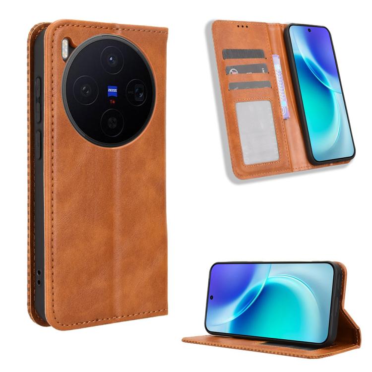 Custodia per telefono in pelle con trama retrò con fibbia magnetica, For vivo X300, For vivo V60 Lite 4G / 5G, For vivo Y31 5G 2025, For vivo Y400 4G / 5G / iQOO Z10 Lite 4G, For vivo V60 5G, For vivo X200 FE / S30 Pro mini