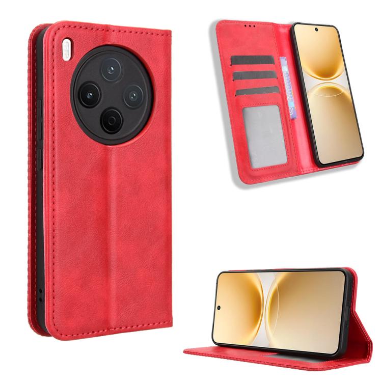 Custodia per telefono in pelle con trama retrò con fibbia magnetica, For vivo iQOO Z11 Turbo 5G / 15R 5G, For vivo Y31d 4G / Y500i 5G, For vivo X300 Ultra, For vivo Y500 Pro 5G, For vivo iQOO 15 5G, For vivo X300 Pro