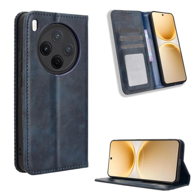 Custodia per telefono in pelle con trama retrò con fibbia magnetica, For vivo iQOO Z11 Turbo 5G / 15R 5G, For vivo Y31d 4G / Y500i 5G, For vivo X300 Ultra, For vivo Y500 Pro 5G, For vivo iQOO 15 5G, For vivo X300 Pro