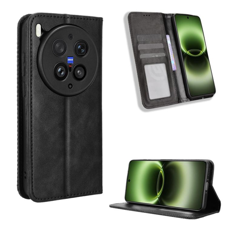 Custodia per telefono in pelle con trama retrò con fibbia magnetica, For vivo iQOO Z11 Turbo 5G / 15R 5G, For vivo Y31d 4G / Y500i 5G, For vivo X300 Ultra, For vivo Y500 Pro 5G, For vivo iQOO 15 5G, For vivo X300 Pro
