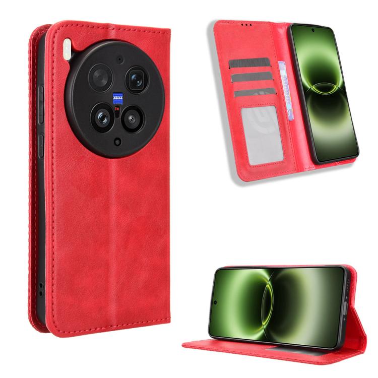 Custodia per telefono in pelle con trama retrò con fibbia magnetica, For vivo iQOO Z11 Turbo 5G / 15R 5G, For vivo Y31d 4G / Y500i 5G, For vivo X300 Ultra, For vivo Y500 Pro 5G, For vivo iQOO 15 5G, For vivo X300 Pro