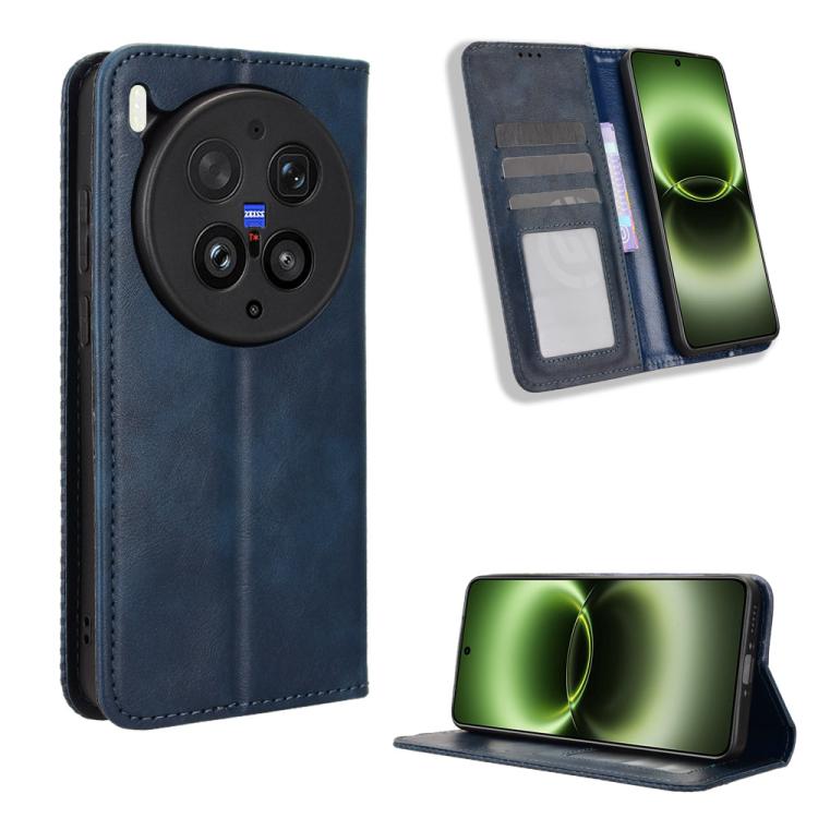 Custodia per telefono in pelle con trama retrò con fibbia magnetica, For vivo iQOO Z11 Turbo 5G / 15R 5G, For vivo Y31d 4G / Y500i 5G, For vivo X300 Ultra, For vivo Y500 Pro 5G, For vivo iQOO 15 5G, For vivo X300 Pro