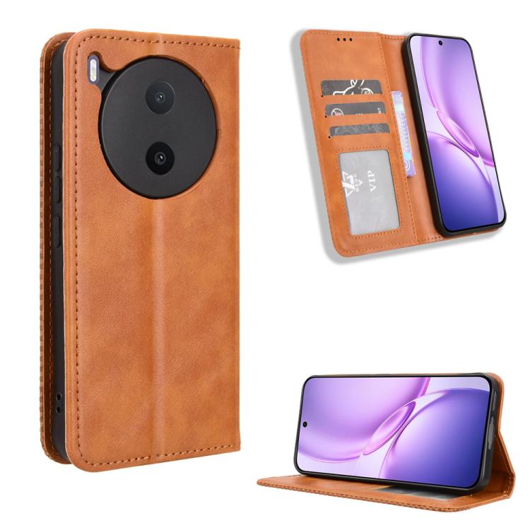 Custodia per telefono in pelle con trama retrò con fibbia magnetica, For vivo S50 Pro mini / X300 FE 5G Russia, For vivo Y600 Pro 5G, For vivo T5 Pro 5G / iQOO Z11 5G, For vivo Y21 5G / Y05 4G, For vivo V70 FE 5G, For vivo V70 5G / V70 Elite 5G