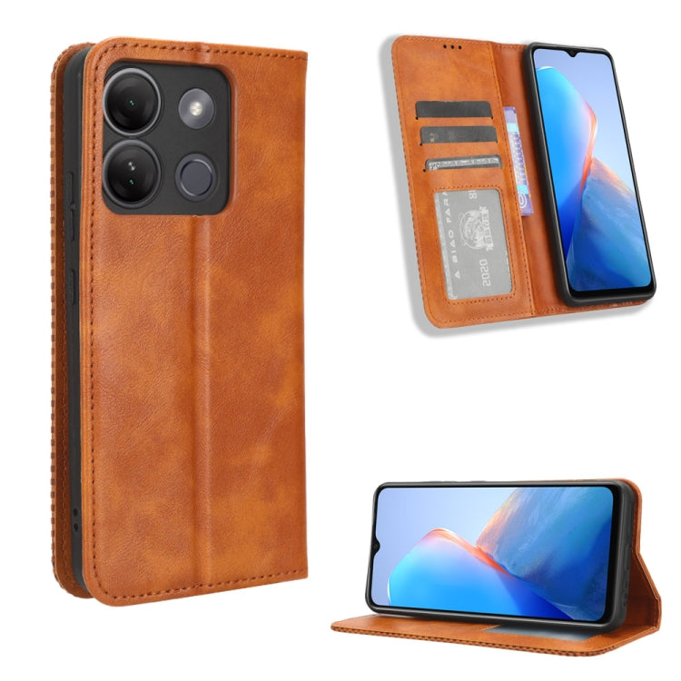 Custodia per telefono in pelle con trama retrò con fibbia magnetica, For Infinix Hot 30 5G X6832, For Infinix Smart 7 Plus, For Infinix Note 30 5G, For Infinix Smart 7 HD X6516, For Infinix Note 30i, For Infinix Note 30 Pro