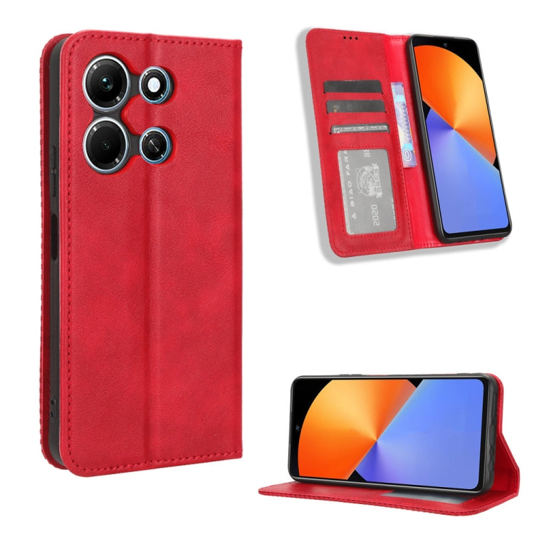Custodia per telefono in pelle con trama retrò con fibbia magnetica, For Infinix Hot 30 5G X6832, For Infinix Smart 7 Plus, For Infinix Note 30 5G, For Infinix Smart 7 HD X6516, For Infinix Note 30i, For Infinix Note 30 Pro