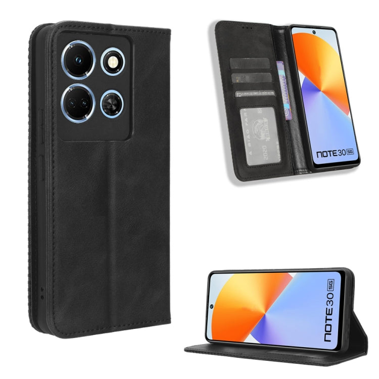 Custodia per telefono in pelle con trama retrò con fibbia magnetica, For Infinix Note 30 4G, For Infinix Note 30 VIP
