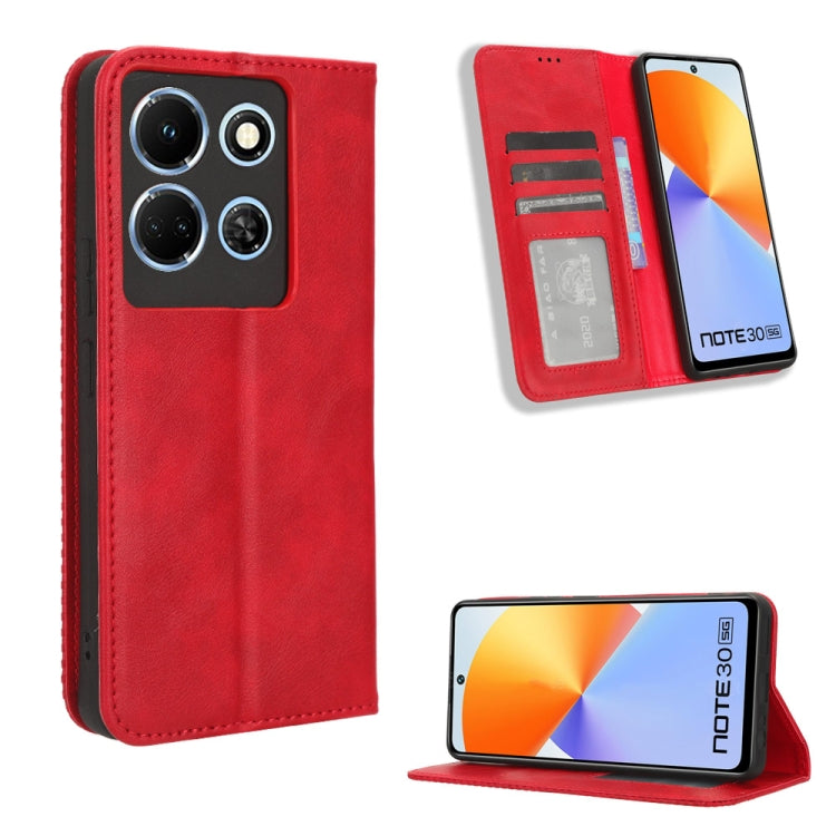 Custodia per telefono in pelle con trama retrò con fibbia magnetica, For Infinix Note 30 4G, For Infinix Note 30 VIP