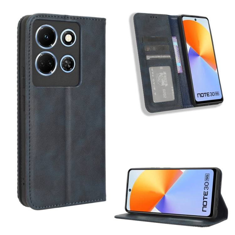 Custodia per telefono in pelle con trama retrò con fibbia magnetica, For Infinix Note 30 4G, For Infinix Note 30 VIP