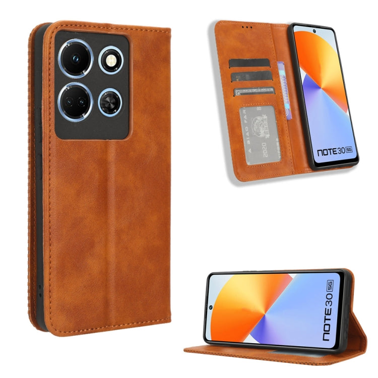 Custodia per telefono in pelle con trama retrò con fibbia magnetica, For Infinix Note 30 4G, For Infinix Note 30 VIP