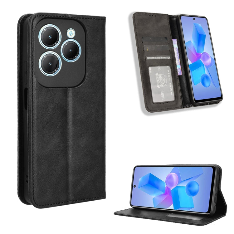 Custodia per telefono in pelle con trama retrò con fibbia magnetica, For Infinix Hot 40 4G, For Infinix Hot 40i 4G, For Infinix Smart 8 X6525, For Infinix Zero 30 4G, For Infinix Zero 30 5G, For Infinix GT 10 Pro