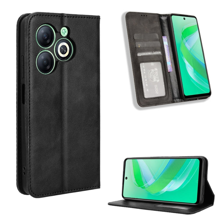 Custodia per telefono in pelle con trama retrò con fibbia magnetica, For Infinix Hot 40 4G, For Infinix Hot 40i 4G, For Infinix Smart 8 X6525, For Infinix Zero 30 4G, For Infinix Zero 30 5G, For Infinix GT 10 Pro