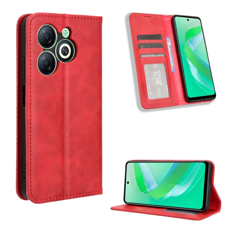 Custodia per telefono in pelle con trama retrò con fibbia magnetica, For Infinix Hot 40 4G, For Infinix Hot 40i 4G, For Infinix Smart 8 X6525, For Infinix Zero 30 4G, For Infinix Zero 30 5G, For Infinix GT 10 Pro