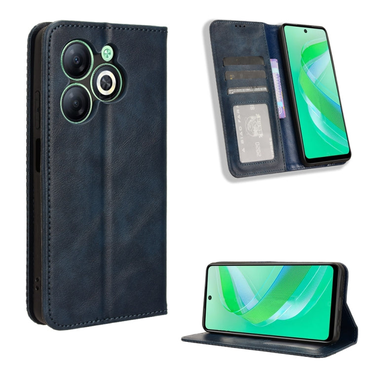 Custodia per telefono in pelle con trama retrò con fibbia magnetica, For Infinix Hot 40 4G, For Infinix Hot 40i 4G, For Infinix Smart 8 X6525, For Infinix Zero 30 4G, For Infinix Zero 30 5G, For Infinix GT 10 Pro