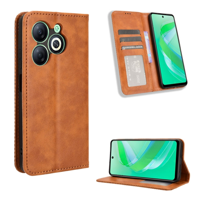 Custodia per telefono in pelle con trama retrò con fibbia magnetica, For Infinix Hot 40 4G, For Infinix Hot 40i 4G, For Infinix Smart 8 X6525, For Infinix Zero 30 4G, For Infinix Zero 30 5G, For Infinix GT 10 Pro