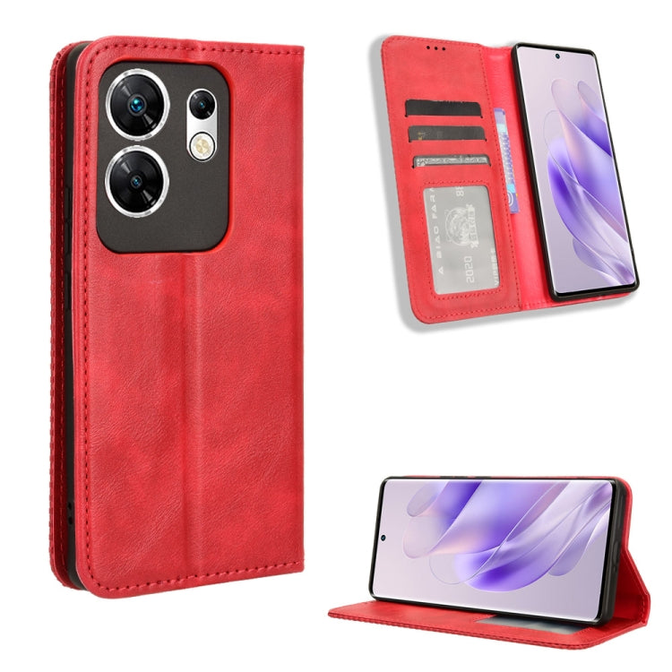 Custodia per telefono in pelle con trama retrò con fibbia magnetica, For Infinix Hot 40 4G, For Infinix Hot 40i 4G, For Infinix Smart 8 X6525, For Infinix Zero 30 4G, For Infinix Zero 30 5G, For Infinix GT 10 Pro