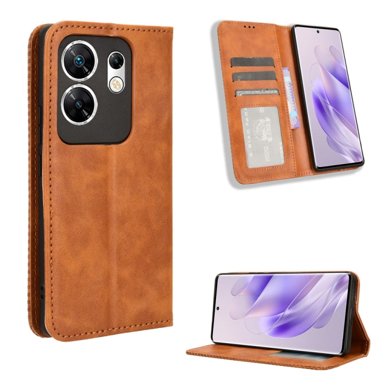 Custodia per telefono in pelle con trama retrò con fibbia magnetica, For Infinix Hot 40 4G, For Infinix Hot 40i 4G, For Infinix Smart 8 X6525, For Infinix Zero 30 4G, For Infinix Zero 30 5G, For Infinix GT 10 Pro