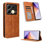 Custodia per telefono in pelle con trama retrò con fibbia magnetica, For Infinix Note 40X 5G X6838, For Infinix Note 40 5G X6852, For Infinix GT 20 Pro 5G X6871, For Infinix Note 40 Pro 4G, For Infinix Note 40 Pro 5G, For Infinix Note 40 4G