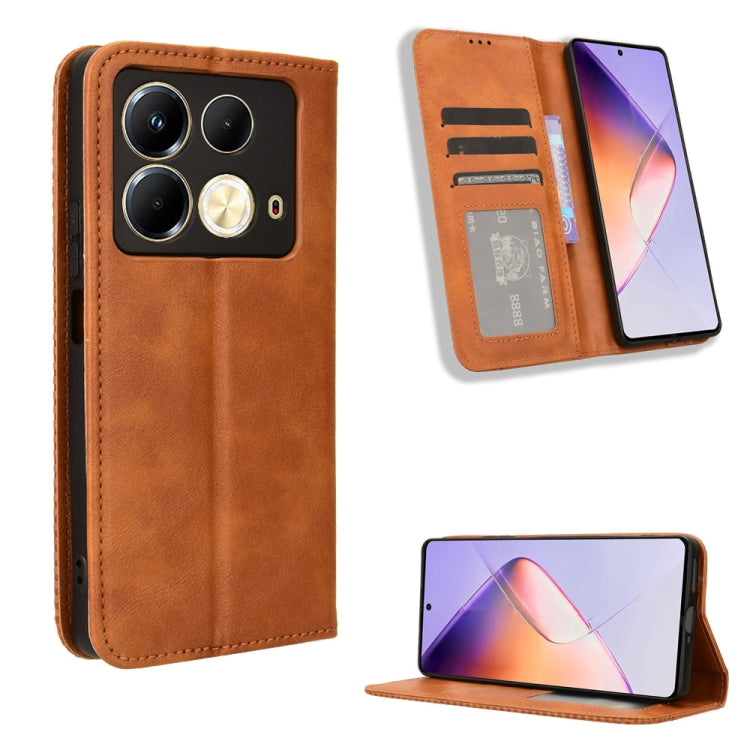 Custodia per telefono in pelle con trama retrò con fibbia magnetica, For Infinix Note 40X 5G X6838, For Infinix Note 40 5G X6852, For Infinix GT 20 Pro 5G X6871, For Infinix Note 40 Pro 4G, For Infinix Note 40 Pro 5G, For Infinix Note 40 4G