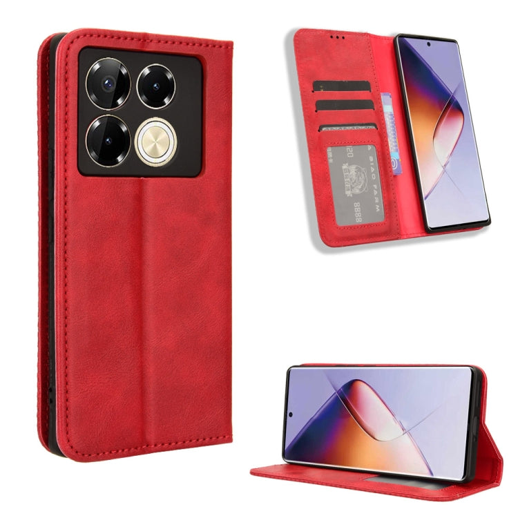 Custodia per telefono in pelle con trama retrò con fibbia magnetica, For Infinix Note 40X 5G X6838, For Infinix Note 40 5G X6852, For Infinix GT 20 Pro 5G X6871, For Infinix Note 40 Pro 4G, For Infinix Note 40 Pro 5G, For Infinix Note 40 4G