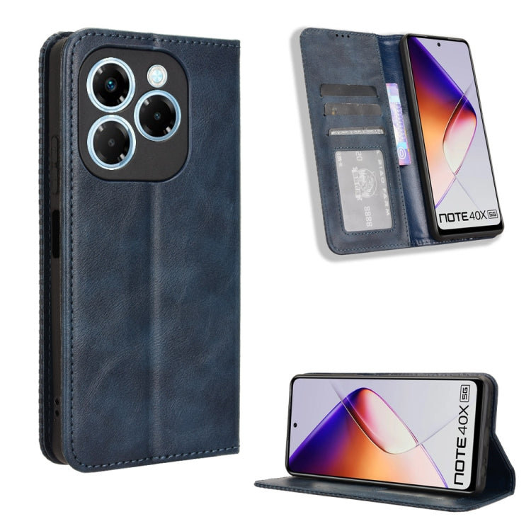 Custodia per telefono in pelle con trama retrò con fibbia magnetica, For Infinix Note 40X 5G X6838, For Infinix Note 40 5G X6852, For Infinix GT 20 Pro 5G X6871, For Infinix Note 40 Pro 4G, For Infinix Note 40 Pro 5G, For Infinix Note 40 4G