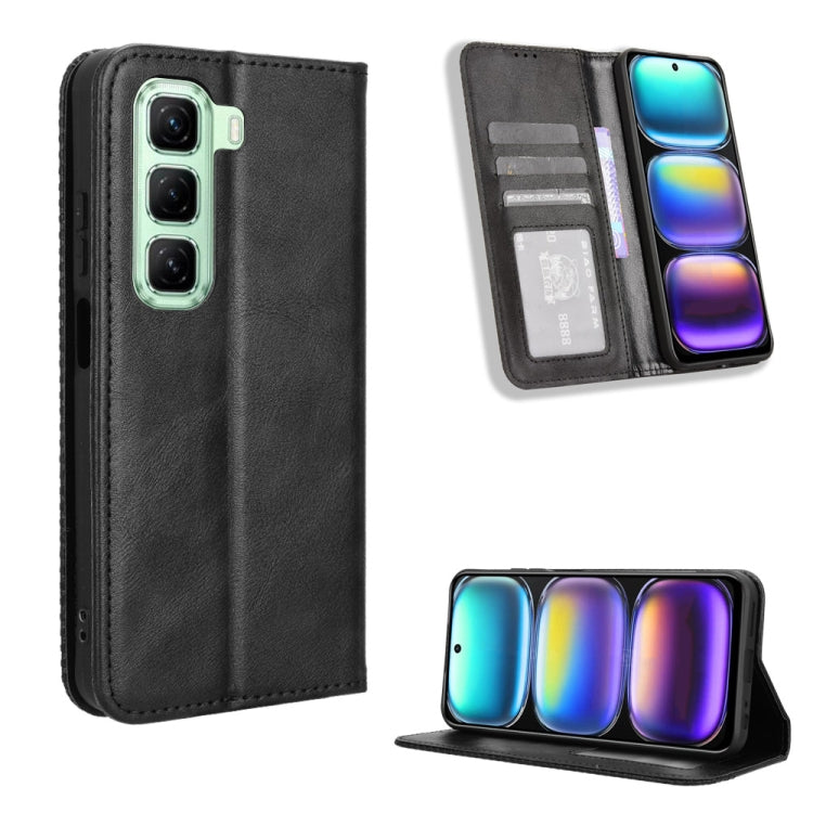 Custodia per telefono in pelle con trama retrò con fibbia magnetica, For Infinix Hot 50i 4G / Smart 9 4G, For Infinix Hot 50 Pro+ 4G, For Infinix Hot 50 4G, For Infinix Hot 50 5G, For Infinix Zero 40 5G, For Infinix Zero 40 4G